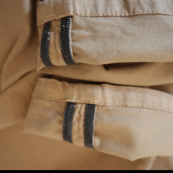 Brunello Cucinelli Pants Monili Cuff Tan Relaxed Style Size 8 New Tag $1595 - Picture 2 of 9